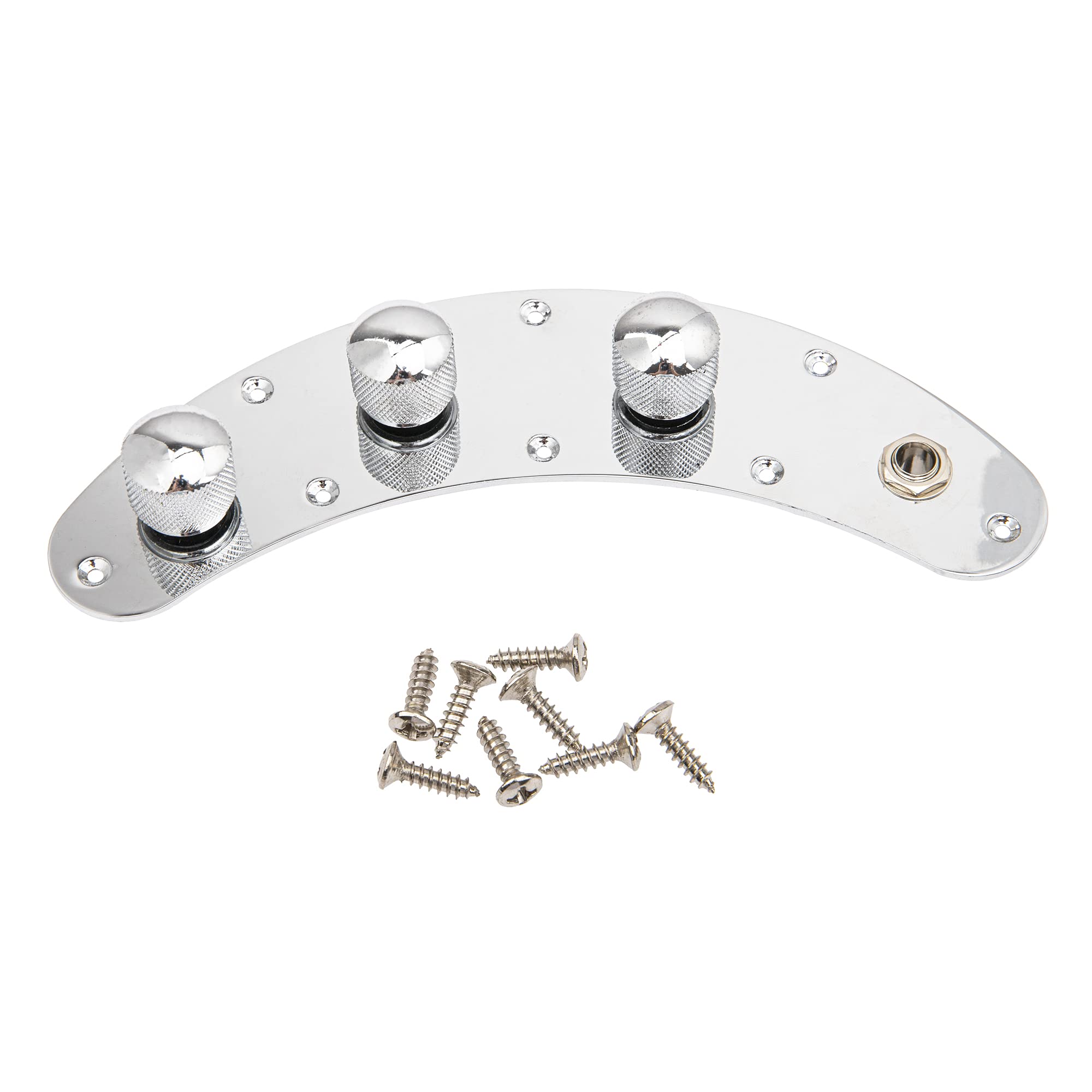 1Pcs Yootones Prewired Bass Switch Control Plate Wired Loaded Control Plate with Switch Knob Compatible with Electric Bass (Silv